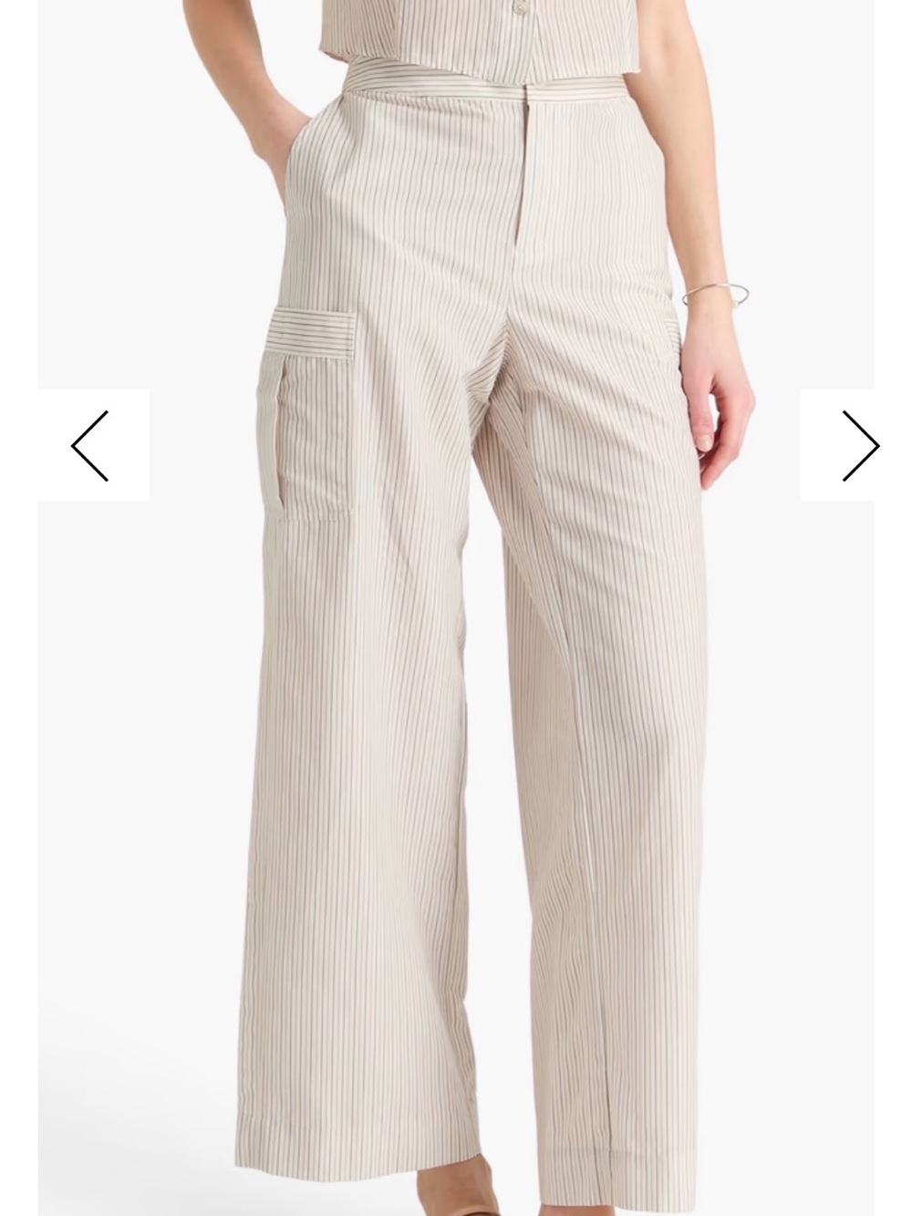Frame Beige Pinstripe Wide-Leg Cargo Trousers